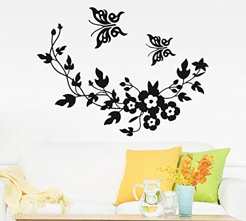 Papillon Fleurs Sticker Mural Pour Enfants Chambre Chambre Salon Réfrigérateur Autocollants Décor À La Maison Diy 3D Papillon Stickers Muraux