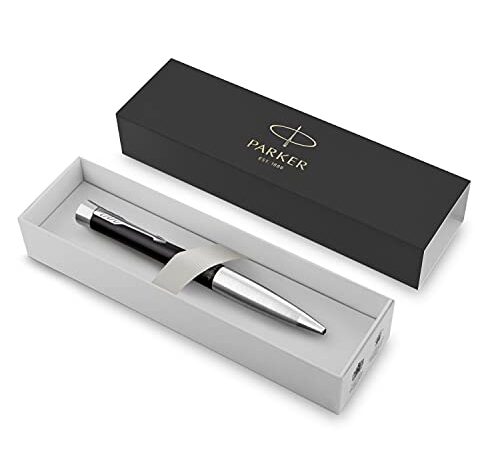 Parker Urban Twist stylo-bille | noir mat avec finitions chrome | pointe moyenne et recharge d’encre bleue | coffret cadeau