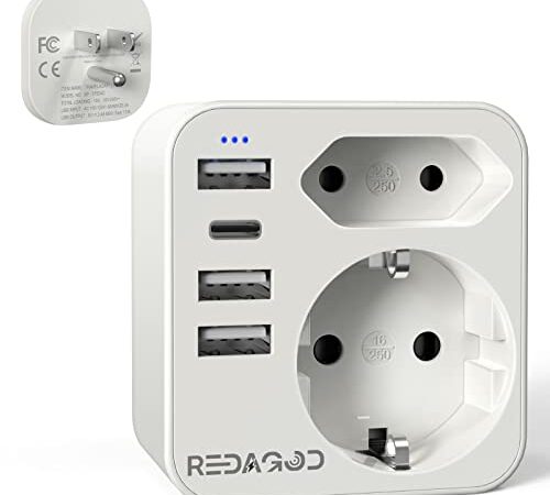 Redagod Adaptateur France vers USA avec 2 Prises et 3 USB et 1 Type-C (3.4A) Americaine pour Canada Mexique Thaïlande Type B