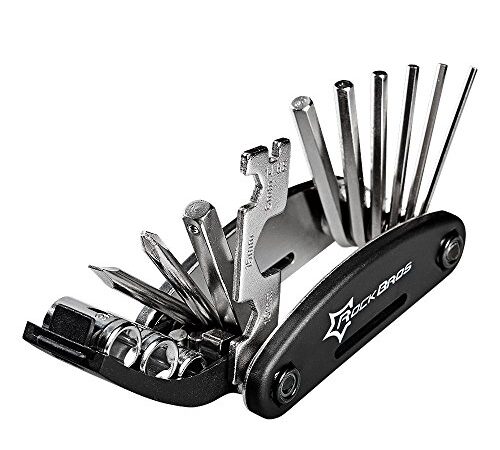 ROCKBROS Outils de Réparation Kit d'outil Vélo VTT 16 en 1 Multifonctions Outil à Main Velo Réparation Poche Noir