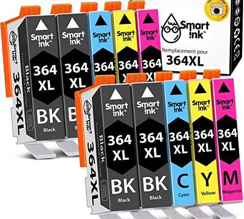 Smart Ink Cartouche d’Encre Compatible pour HP 364 XL 364XL High Yield 10 Pack (4 Noir & Cyan Magenta Jaune) pour HP Photosmart 5510 5520 6510 6525 B210a C5380 Deskjet 3070A 3520 Officejet 4620 4622