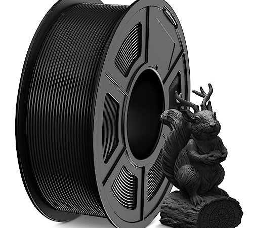 SUNLU Filament PLA 1.75mm, Enroulement Soigné Filament pour Imprimante 3D PLA 1.75mm,Précision Dimensionnelle +/- 0.02mm, Bobine de 1KG Filament 3D, pour Plupart des imprimantes 3D, PLA Noir