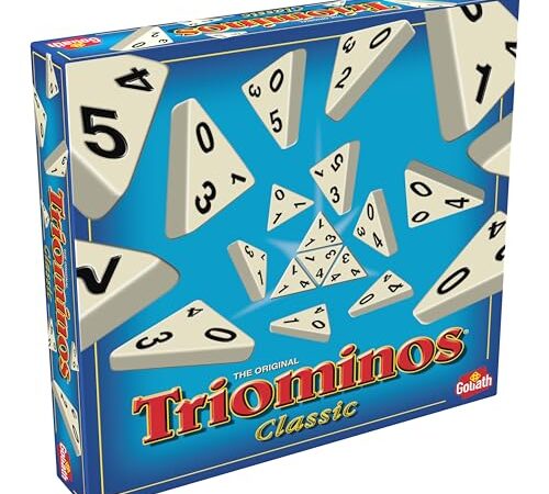 Triominos Classic - Jeu de Société Famille et Enfants dès 6 Ans - Jeu de Dominos Triangulaires à 3 Côtés - Jeu Stratégie et de Réflexion - Un Classique depuis 50 ans - 2 à 4 joueurs - 30 min