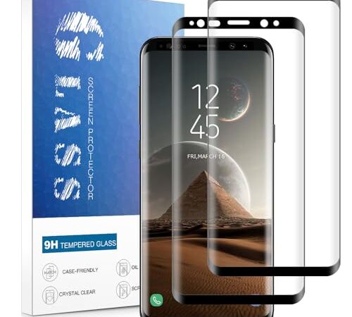 Verre Trempé pour Samsung Galaxy S8,3 Pièces Vitre Protection [3D Incurvé Couverture Complète][Haute Sensibilité][Sans Bulless] Film protection