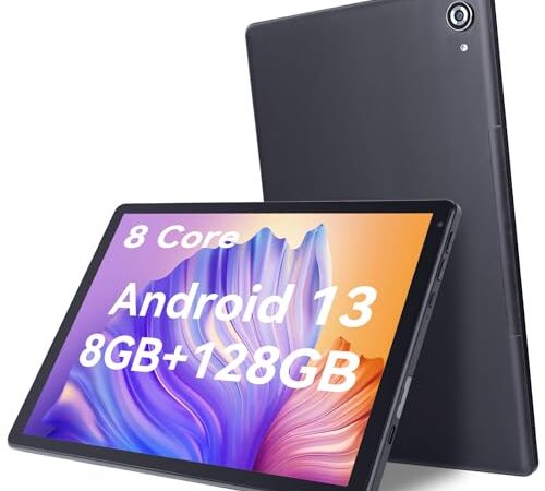 XCX Tablette Android 13 de 10 pouces 8-Core, 8 Go + 128 Go (TF 1 To) 5 G/2,4 G WiFi, Bluetooth 5.0, 5000 mAh Tablette PC, 5 MP + 8 MP, 1280 x 800 HD (Noir)