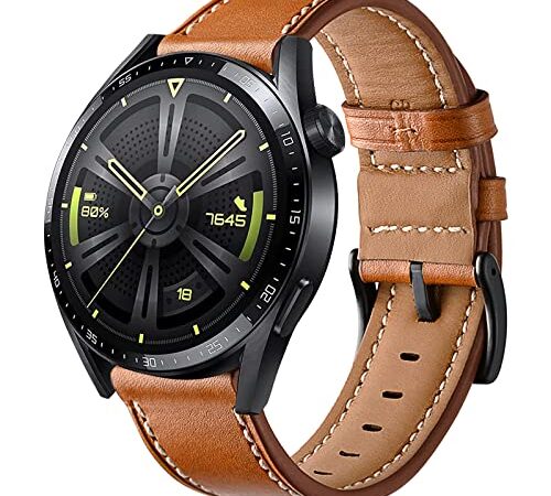 Bracelet en Cuir Huawei Watch GT 3 Pro, Huawei Watch GT 3 46mm, Bracelet de 22mm pour Huawei Watch GT2 46mm, Huawei Watch GT2 Pro/GT2e, Huawei Watch GT Fashion, Sport, Active, Elegant, Classic