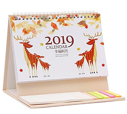 Calendrier de bureau 2019 - Décoration de bureau - Planificateur hebdomadaire - Mini calendrier mémo