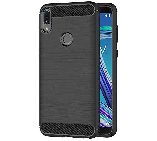 COPHONE® Coque Compatible ASUS Zenfone Max Pro (M1) ZB601KL Coque Fibre de Carbone Noir antidérapente. Housse Souple Haute Protection, Anti Choc.