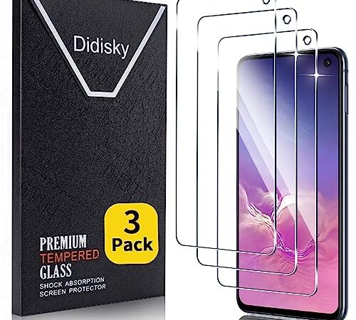 Didisky Lot de 3 Protecteur Verre Trempé pour Samsung Galaxy S10e, Film Protection écran, dureté 9H, Pas de Bulles, Haute définition