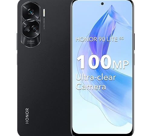 HONOR 90 Lite Smartphone 5G 8GB 256GB, 100MP Appareil Photo Principal, 6.7" LTPS LCD, 4500mAh Batterie, Android 13, Dual Sim, NFC, Noir