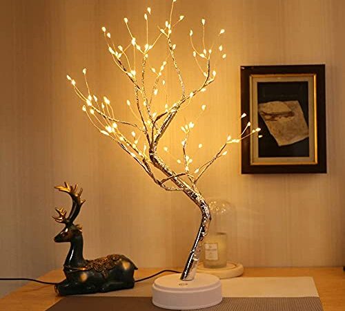 ITICdecor Feu d'artifice Bonsaï Arbre Lumière 108LED USB Alimenté par pile Décoration Intérieure Extérieure Chambre Noël Fête des Mères Cadeau Blanc Chaud