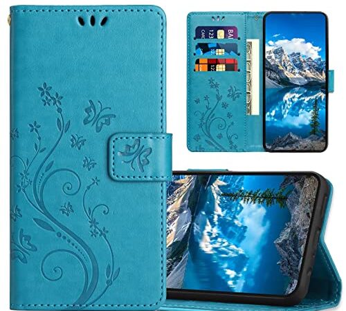 JZASES Coque pour Huawei P Smart 2018 / Enjoy 7S / Honor 9 Lite, Housse en Cuir PU avec Fonction de Support, Etui à Rabat Portefeuille Coque Compatible avec Huawei P Smart 2018, Bleu