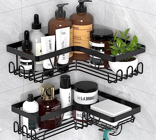 Kegii Etagere Douche Sans Percage, Etagere Rangement,Accessoire Salle De Bain Noir