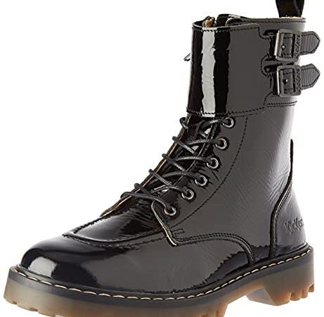 Kickers Deckranger, Bottes Ranger Femme, Noir Vernis, 39 EU