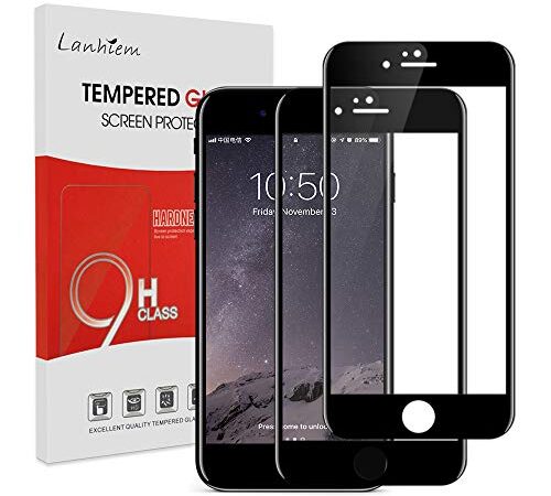 Lanhiem Verre Trempé Compatible avec iPhone 6S / iPhone 6, [Couverture Complète] Film Protection écran en Verre Trempé Ultra Résistant Dureté 9H, [2 pièces] Blanc