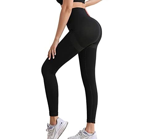 Lishang Legging de Sport Femme Push Up Leggings Taille Haute Scrunch Butt Lift Yoga Pantalon Sport Compression Collants Opaque Slim Fit