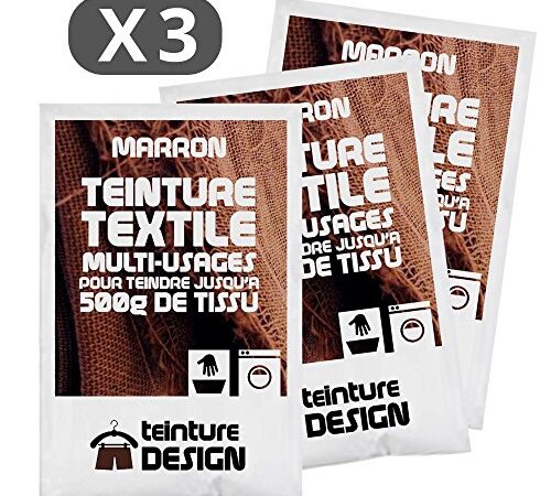 Lot de 3 sachets de Teinture Textile - MARRON - teintures universelles pour vêtements et tissus naturels