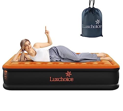 Luxchioce Lit Gonflable électriques 2 Personnes Matelas Gonflable avec Pompe électrique intégrée Matelas Gonflable pour lit d'invité Haut de Gamme pour Le Camping ou la Maison