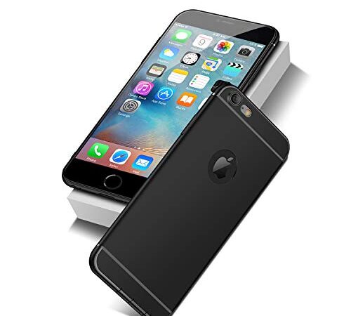 NEW'C Coque pour iPhone 6 et iPhone 6s, en Silicone Noir Ultra Mince et lègere en Gel TPU Souple Coque de Protection avec Absorption de Choc et Anti-Scratch