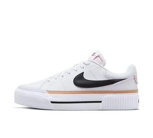 Nike Femme Court Legacy Lift Women's Shoes, White/Black-Hemp-Team Orange, 38 EU