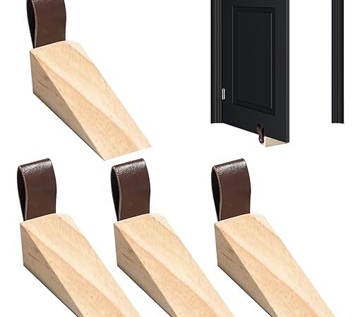 Nizirioo Lot De 4 Cale-Porte En Bambou Antidérapant, Cale Porte Blocs Porte En Bois Butée De Porte Cale En Bois Cale-Porte Pour Tous Types De Sols Et De Portes - Door Stopper