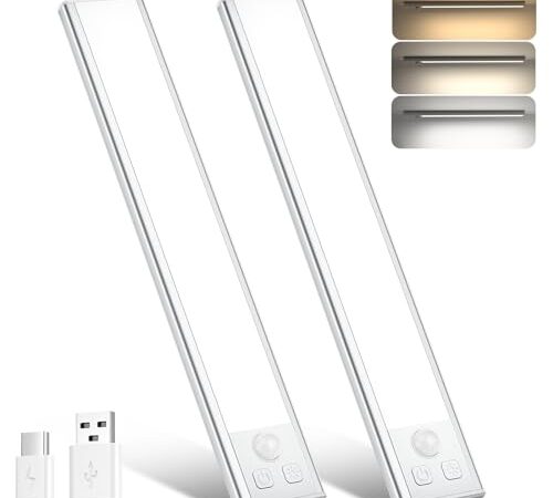 OUILA Lampe de Placard, 3000K/4000K/6500K Diminuable Lumiere Placard Led Detecteur de Mouvement Interieur, Lumiere Led Sans Fil Rechargeable USB, Magnetique Eclairage Led pour Armoire Cuisine Placard