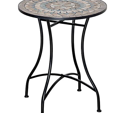 Outsunny Table Bistro Ronde de Jardin Plateau mosaïque métal époxy anticorrosion céramique Ø 60 x 71H cm Vert