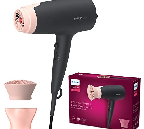 Philips Seche-cheveux Series 3000-2100W - 6 Combinaisons Vitesse/T - Fonction Ionique - ThermoProtect (modèle BHD350/10)