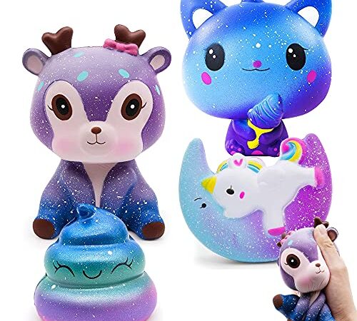 Squishy Jouet 4 Pièces, Kawaii Soft Squishy Jouet, Slow Rising Parfumé Squeeze, Anti Stress Squishy pour Les Enfants et Les Adultes