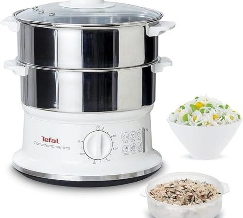 Tefal VC1451 Convenient Series Inox Vapeur vapeur en acier inoxydable, minuteur avec arrêt automatique, niveau d'eau visible, capacité 6 L