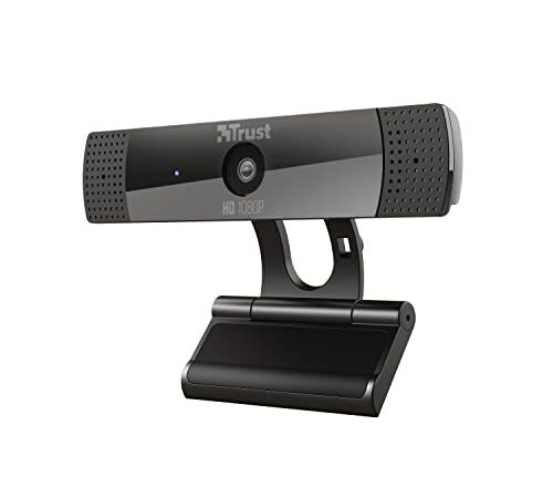 Trust Gaming GXT 1160 Vero Webcam Full HD 1080p 30 FPS avec Micro Intégré, Web Caméra d’Ordinateur USB pour PC, Ordinateur Portable, Laptop, Video, Youtube, Skype, Teams, Zoom, Streaming - Noir