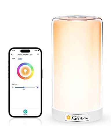 Veilleuse LED Connectée WiFi, Lampe de Chevet Intelligente Compatible avec Apple HomeKit, Alexa, Google Home et SmartThings, Lampe de Nuit Multicolore Dimmable avec RGB, Blanc Chaud et Blanc Froid