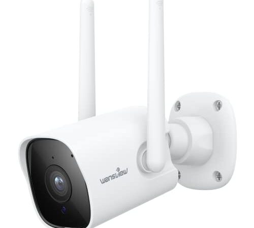 wansview Caméra de Surveillance WiFi Extérieure, 2K Caméra IP WiFi Étanche avec Alerte instantanée et Sirène, Audio Bidirectionnel, RTSP, Fonctionne avec Alexa - Y1 Blanche