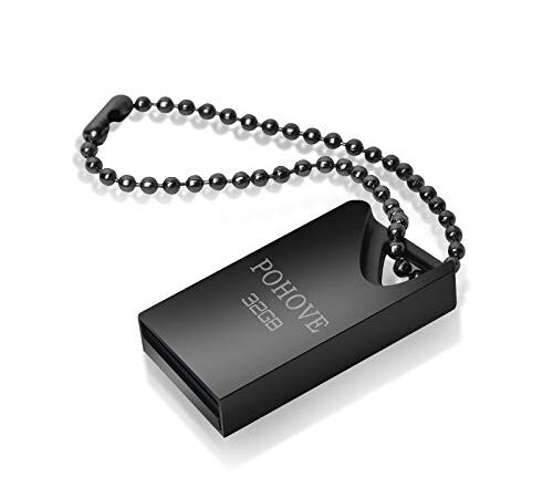 Clé USB 32 Go, Mini Cle USB 32 Giga Clef USB 32 GB Flash Drive Imperméable USB 32GO Métal Pen Drive 32 GB pour Ordinateur Portable/Pc/Voiture Etc (Noir)