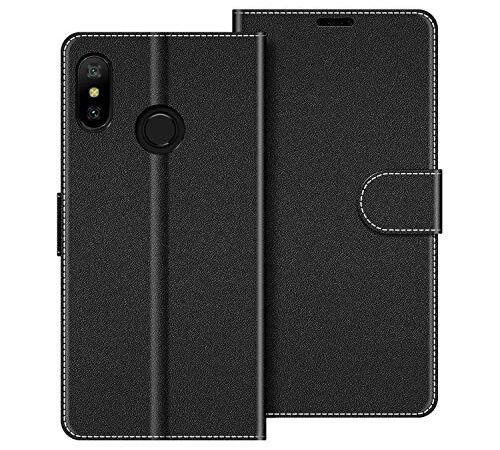 COODIO Coque en Cuir Xiaomi Mi A2 Lite, Étui Téléphone Xiaomi Mi A2 Lite, Housse Pochette Xiaomi Mi A2 Lite Fonction Stand Etui Coque pour Xiaomi Mi A2 Lite, Noir