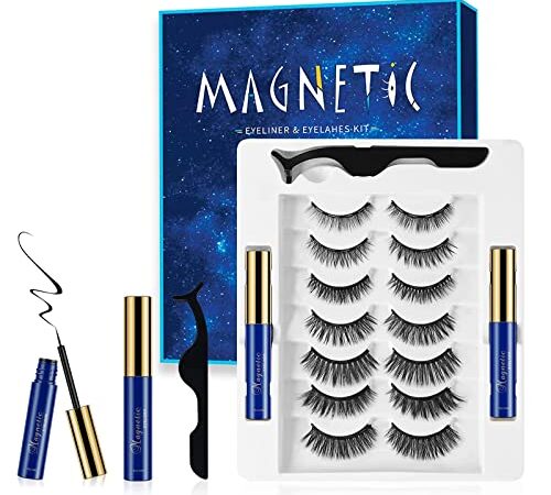 Faux Cils Magnétique, Cils Magnétique Aspect Naturel, Faux Cils Imperméables Ultra Légers et Faciles à Utiliser - Aucune Colle Requise [7 Paires]