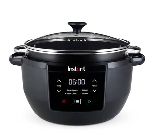 Instant Mijoteuse Supérieur Electrique Programmable (Familial), Couvercle en Verre, Cuisson Lente, Maintien au Chaud, Rissoler, 7.1L (10 Personnes)