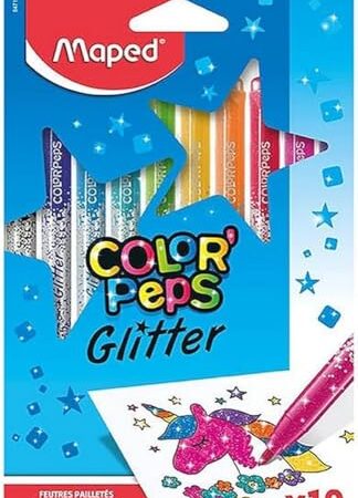 Maped - Feutres de Coloriage Glitter Color'Peps - Encre à Paillettes Effet Métallisé - Boîte de 10 Pailletés 847110 Multicolore