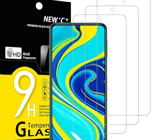 NEW'C Lot de 3, Verre Trempé pour Xiaomi Redmi Note 9S, 9 Pro, 9 Pro Max, Film Protection écran - Anti Rayures - sans Bulles d'air -Ultra Résistant (0,33mm HD Ultra Transparent) Dureté 9H Glass