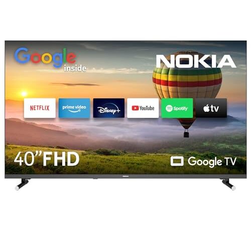 NOKIA 40 Pouces (101 cm) Google TV FHD (WLAN, Triple Tuner DVB-C/S2/T2, Google Assistant, YouTube, Netflix, DAZN, Prime Video, Disney+) – FN40GE320 - 2023