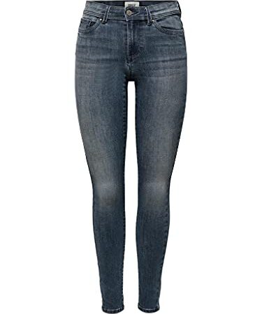 Only Onlwauw Life Mid SK DNM Noos Jeans, Blue Black Denim/Detail:bj777, M / 30L Femme