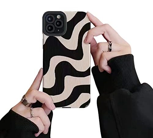 Ownest Compatible avec Coque iPhone 11 Pro Simple Cute Zebra Animé Curly Wave Dessin Motif Antichoc Telephone Portable Housse Homme Femme Fille Camera Lentille de Protection Etui