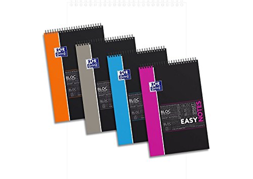 Oxford EasyNotes Bloc-Notes à Spirales Format A4+ 160 Pages Grands Carreaux Seyès Couverture Polypro Couleur Aléatoire 210 x 315