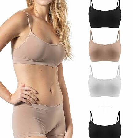 Risalti Soutien Gorge sans Armature Épaules Étroites 3 pièces - Brassiere Femme sans Armature en Microfibre, Top Brassière Femme, Lingerie Femme Élastiqué sans Coutures - Made in Italy