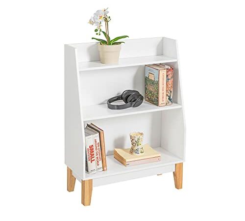 SoBuy Bibliothèque Étagère à Livres Étagère de Rangement pour Livres et Jouets Enfant, Porte-revues avec 3 étagères, 60x25x80 cm, KMB47-W