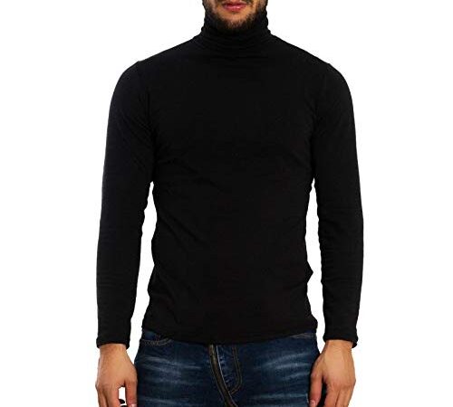 Toocool - Col roulé pour homme à manches longues en molleton col roulé Slim Fit LO-A6957, Noir , Medium